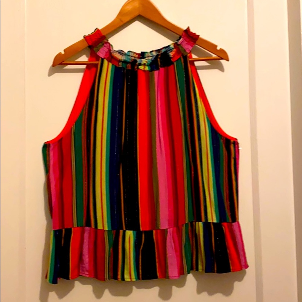 Anthropologie Farm Rio striped tank with ruffles